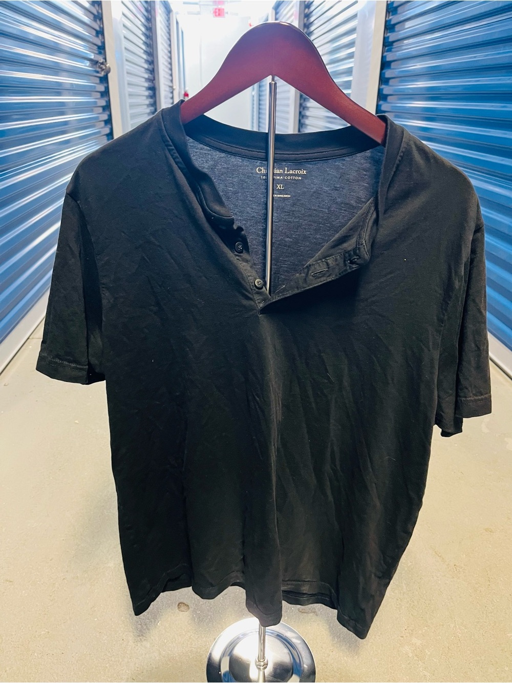 Christian Lacroix Black Short-Sleeve Henley Tee